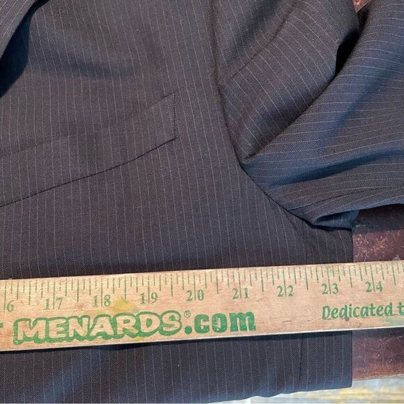 Canali charcoal pinstripe single‎ vent flat front suit 56R Italy 46R US 40X30 - Picture 4 of 10